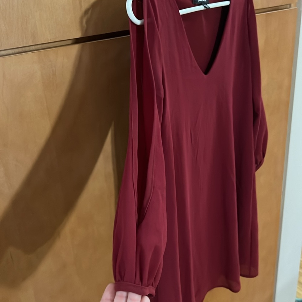 Deep Red (Or Burgundy) Red Lulus Dress. Long Slee… - image 3
